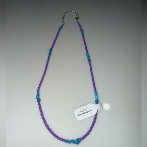 Vibrant Purple and Blue Beaded Necklace with Turquoise Beads